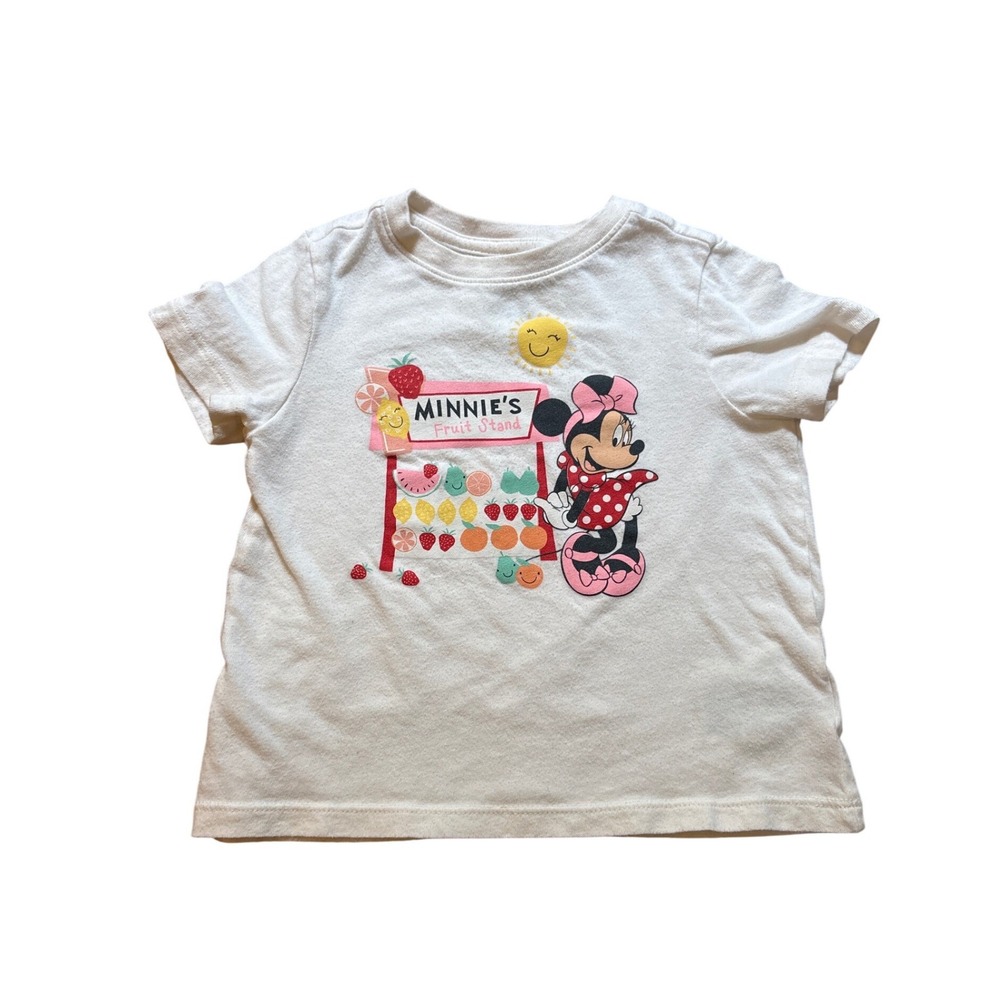 Old Navy Graphic Tee Kids White Minnie Mouse Fruit Stand SIZE 3T